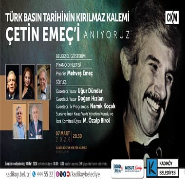 Çetin Emeç Kadıköy’de Anılacak
